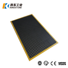Good Price Black with Yellow Deges Drainage Anti Slip Warn Safety Reduce Fatige Rubber Mat with Holes